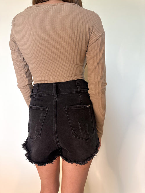 Black Denim Shorts